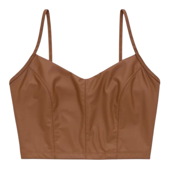 BNWT Offline by aerie Real Luxe Brown Sleeveless Fitted Crop Camisole size M - Picture 1 of 3
